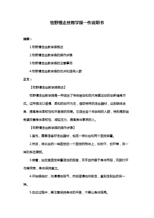 牧野慢走丝教学操一作说明书