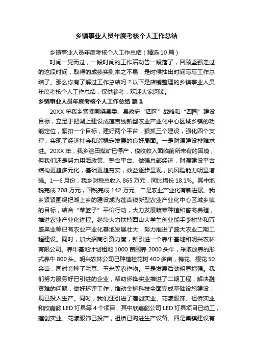 乡镇事业人员年度考核个人工作总结