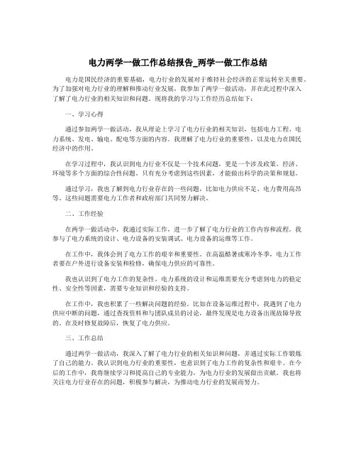 电力两学一做工作总结报告_两学一做工作总结