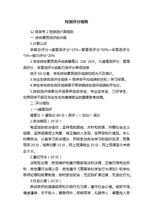 综测评分细则