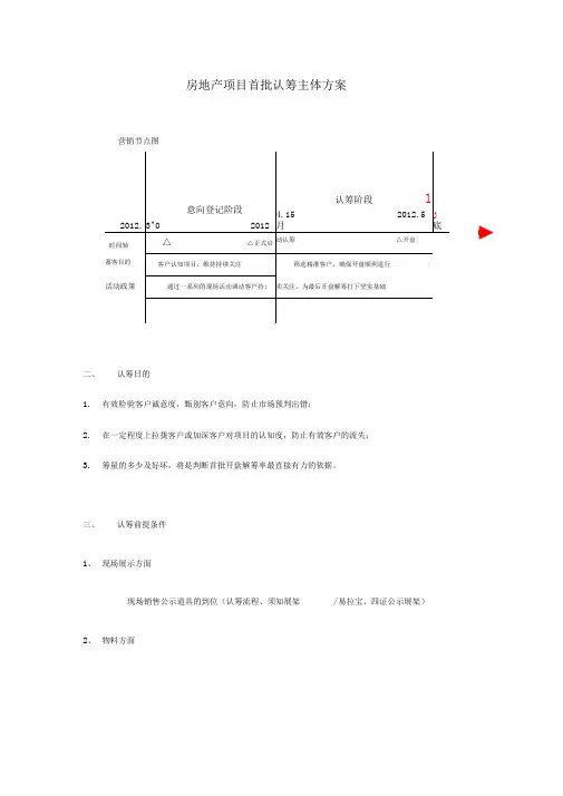 房地产项目首批认筹主体方案