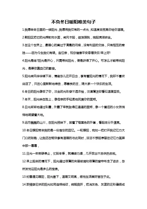 不负冬日暖阳唯美句子