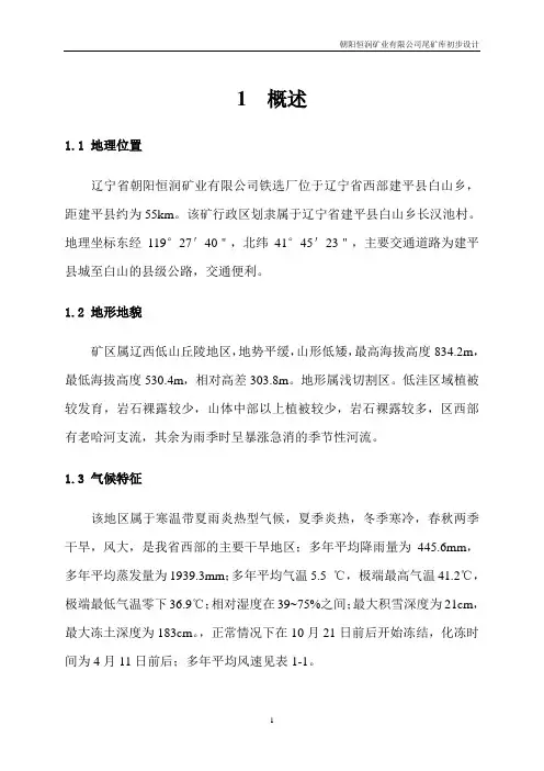 尾矿库初步设计报告