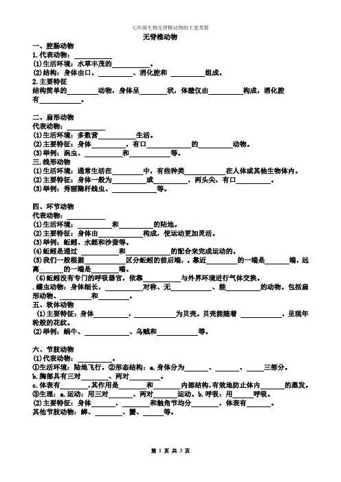无脊椎动物的主要类群