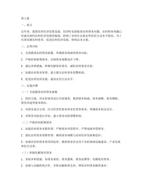 农村债务化解方案(3篇)