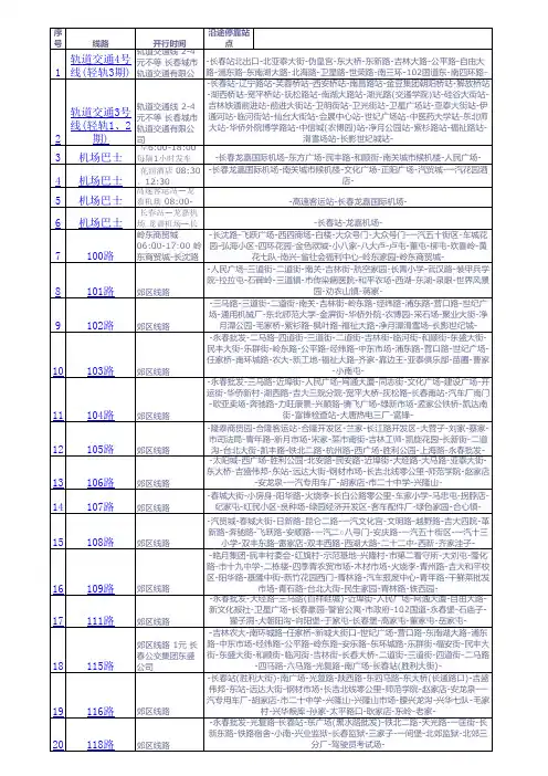 长春公交车线路大全