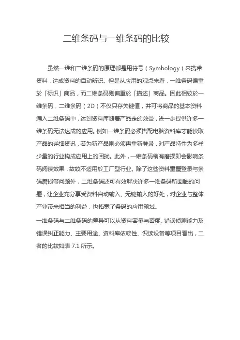 二维条码与一维条码的比较