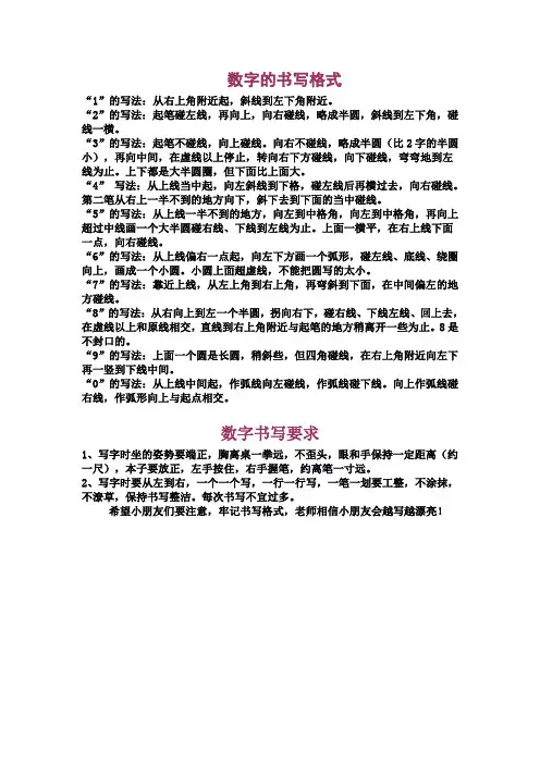 1234567890数字书写格式