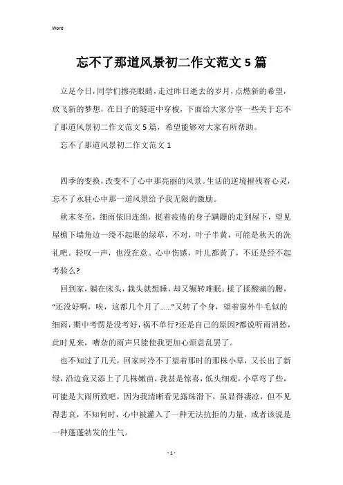 忘不了那道风景初二作文范文5篇