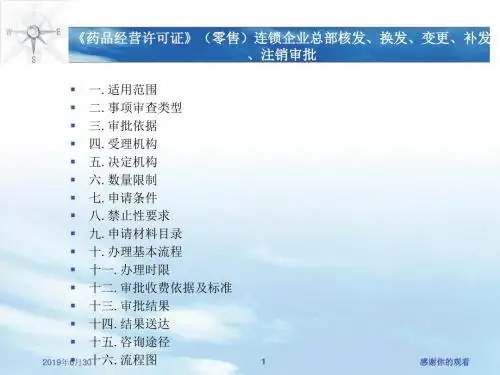 《药品经营许可证》(零售)连锁企业总部核发、换发、变更补发、注销审批.pptx