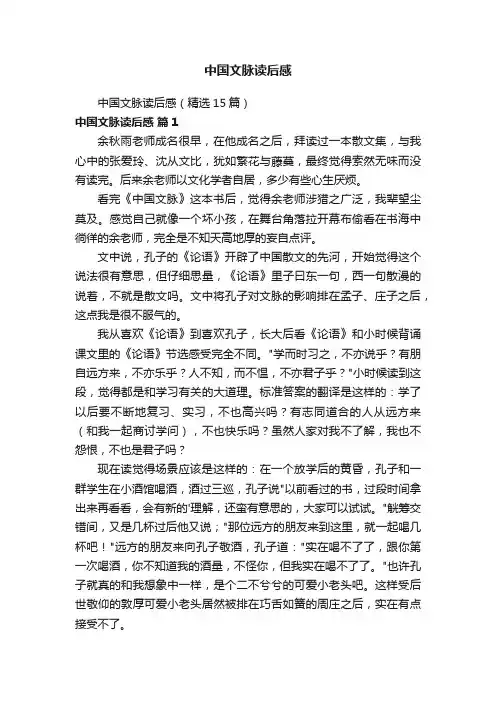 中国文脉读后感