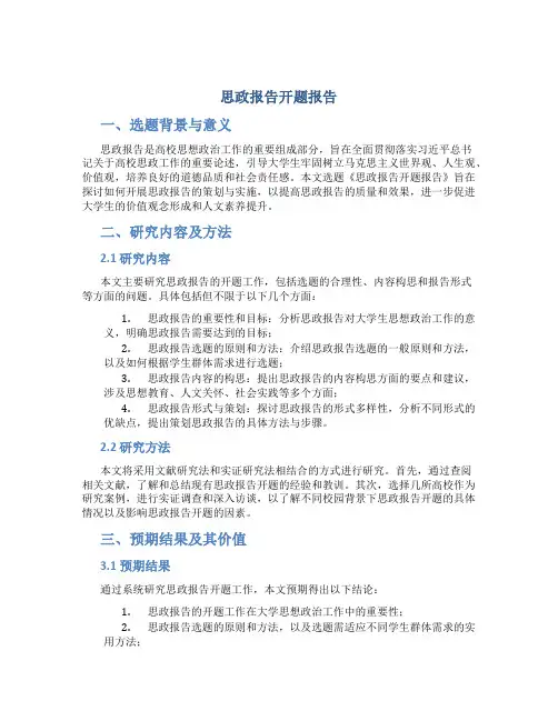 思政报告开题报告