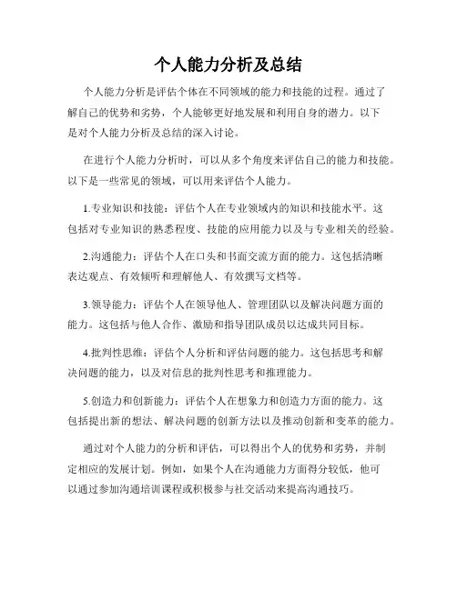 个人能力分析及总结