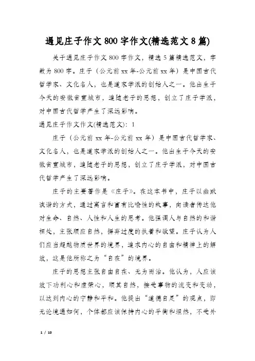 遇见庄子作文800字作文(精选范文8篇)