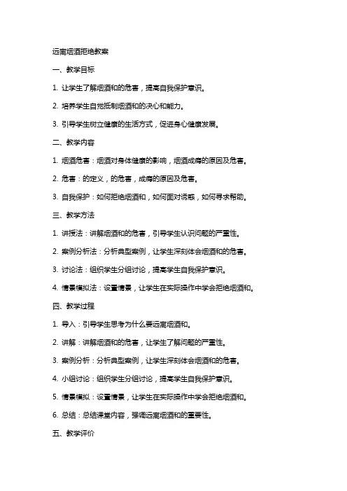 远离烟酒拒绝毒品教案