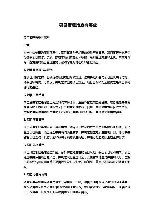 项目管理措施有哪些