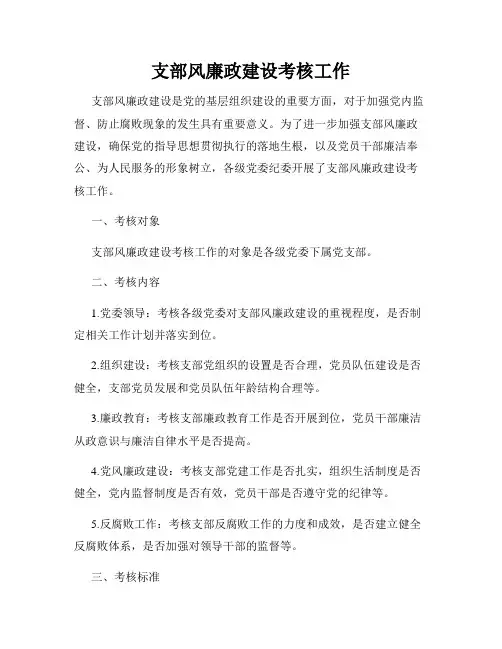 支部风廉政建设考核工作