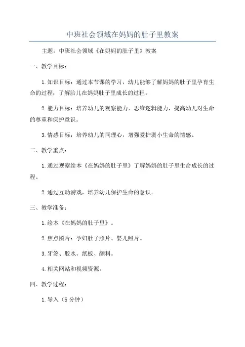 中班社会领域在妈妈的肚子里教案