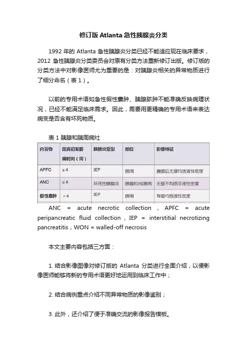 修订版Atlanta急性胰腺炎分类