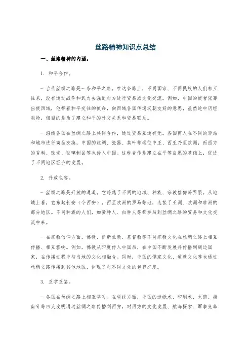 丝路精神知识点总结