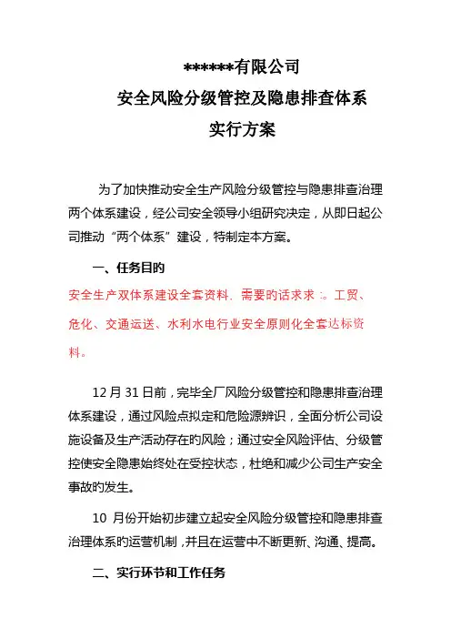 安全生产双体系建设实施方案