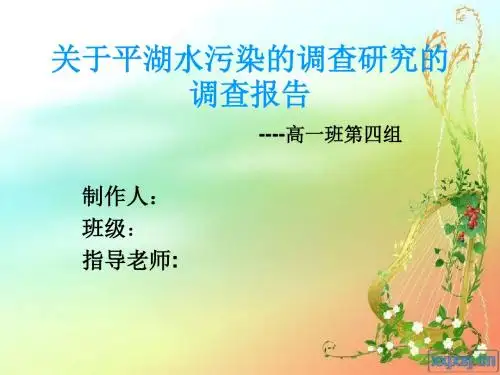 关于平湖水污染的PPT