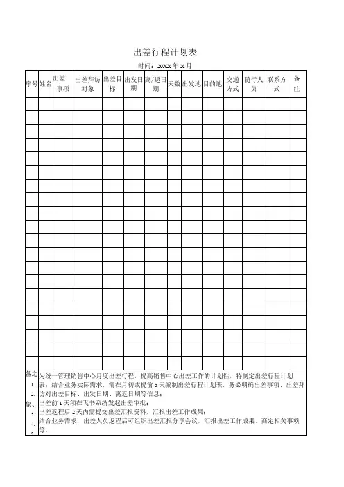 出差行程表