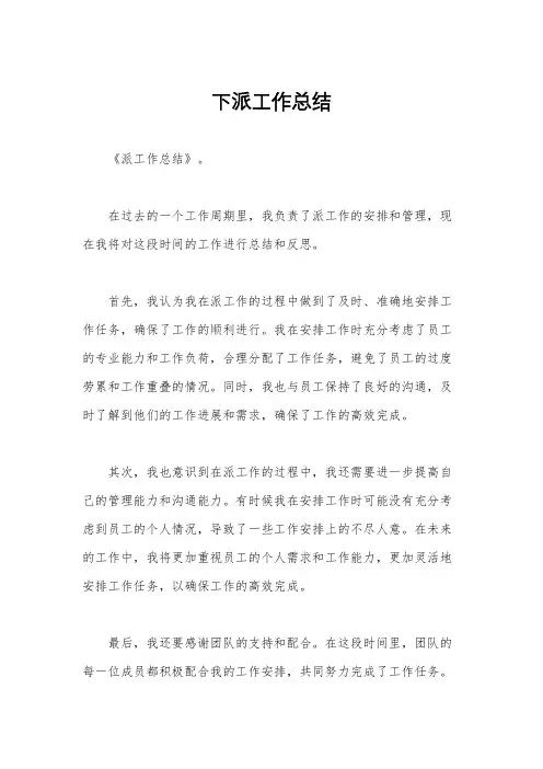下派工作总结