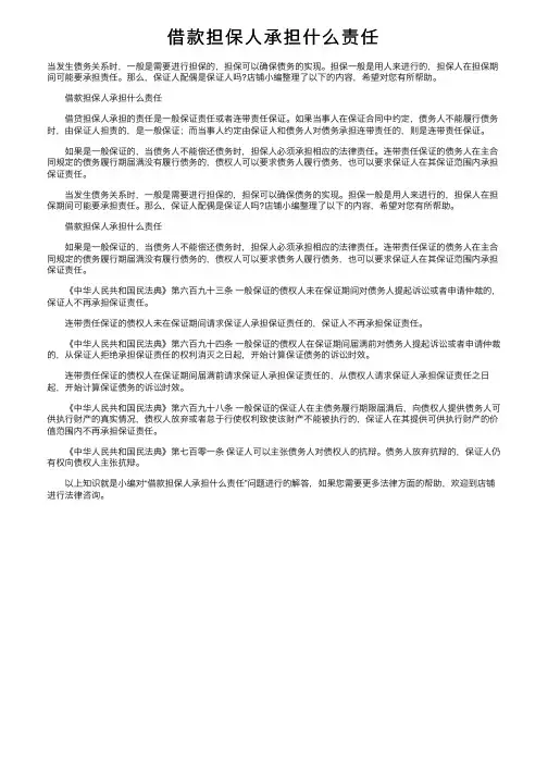 借款担保人承担什么责任