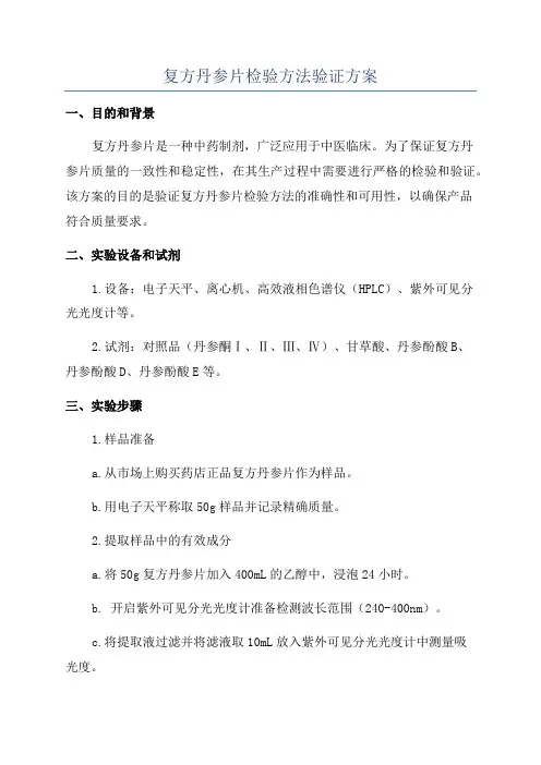 复方丹参片检验方法验证方案