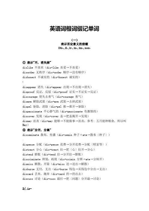 表示否定意义的前缀