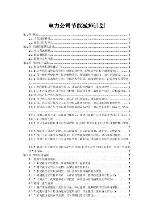 电力公司节能减排计划