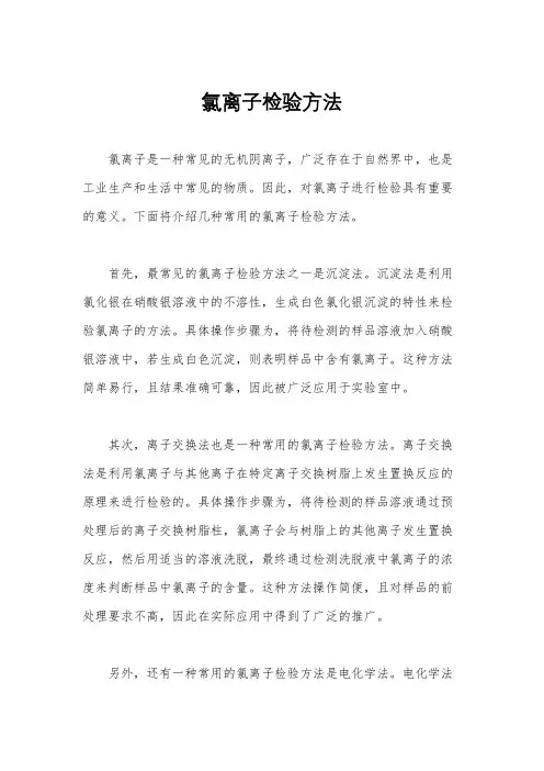 氯离子检验方法