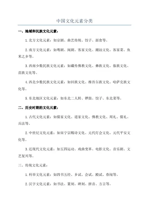 中国文化元素分类