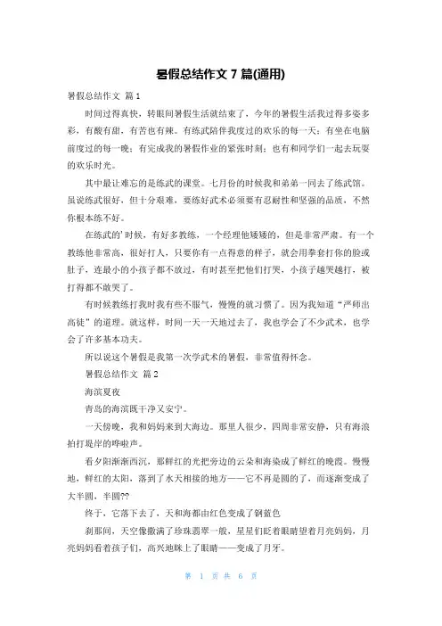 暑假总结作文7篇(通用)