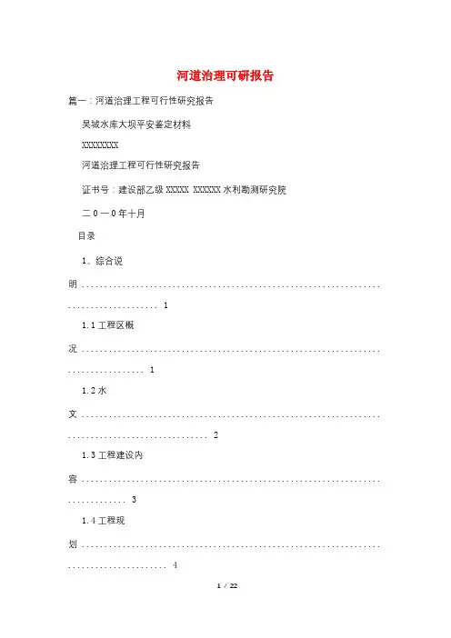 河道治理可研报告