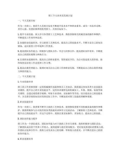 钳工个人培训及发展计划
