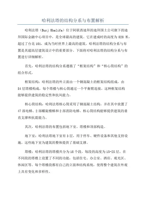 哈利法塔的结构分系与布置解析