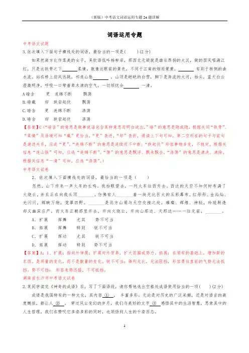 (新版)中考语文词语运用专题24题详解