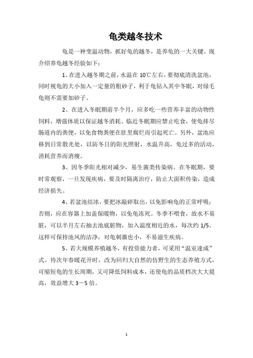 龟类越冬技术