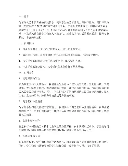 艺术类专业采风实训报告