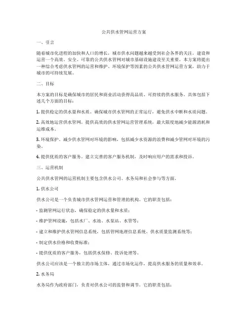 公共供水管网运营方案