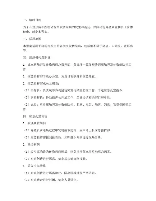 猪场突发传染病应急预案