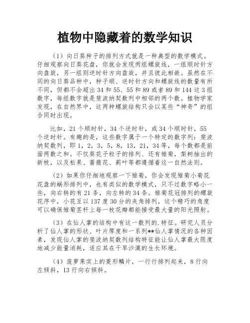 植物中隐藏着的数学知识