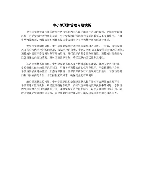 中小学预算管理问题浅析