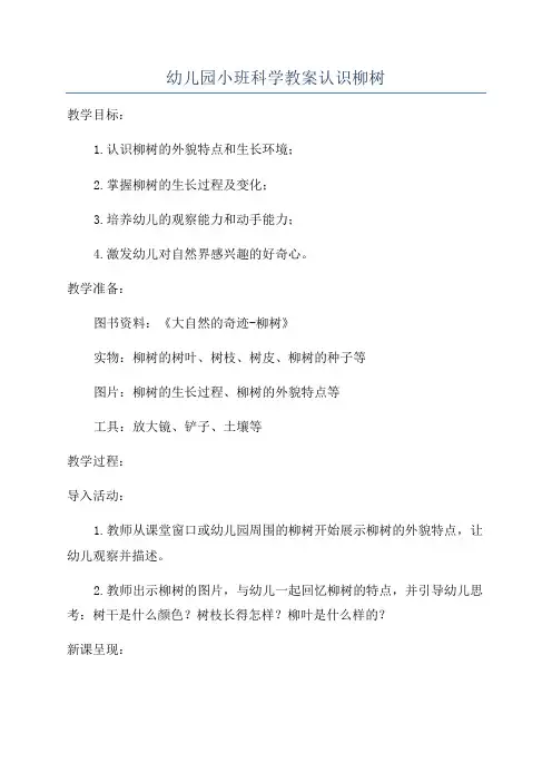 幼儿园小班科学教案认识柳树