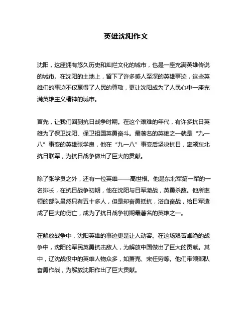 英雄沈阳作文