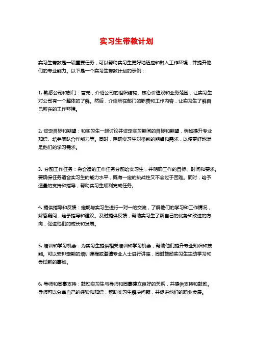 实习生带教计划