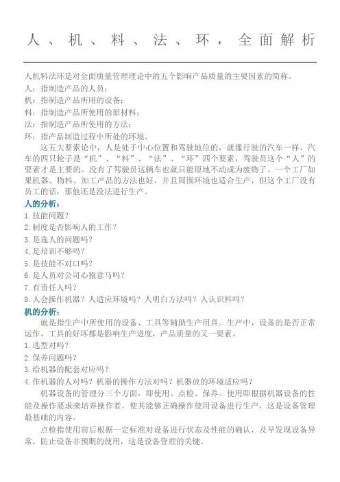 人机料法环的全面解析