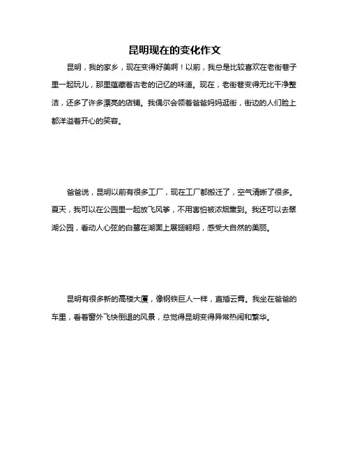 昆明现在的变化作文